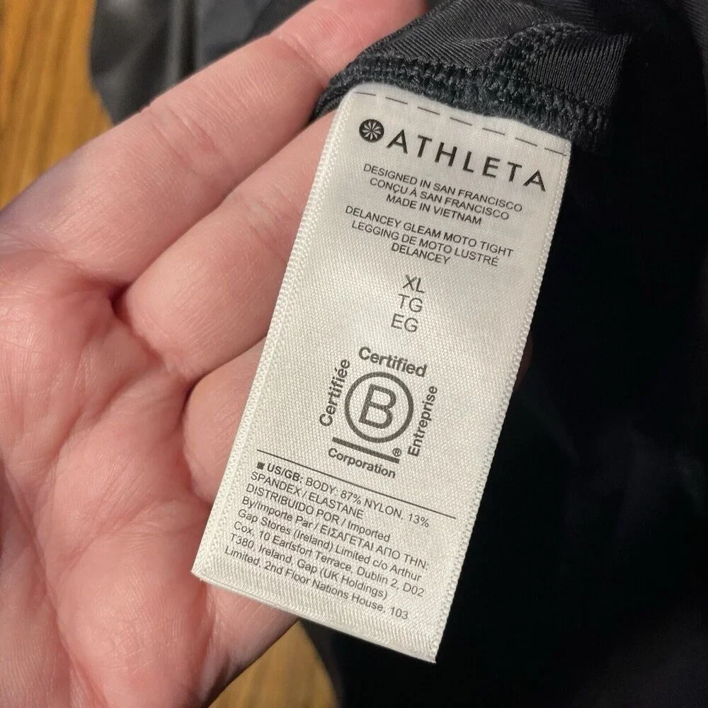 Athleta Women XL Black Athleisure High Rise Ankle Zip Delancey Gleam Moto Tight